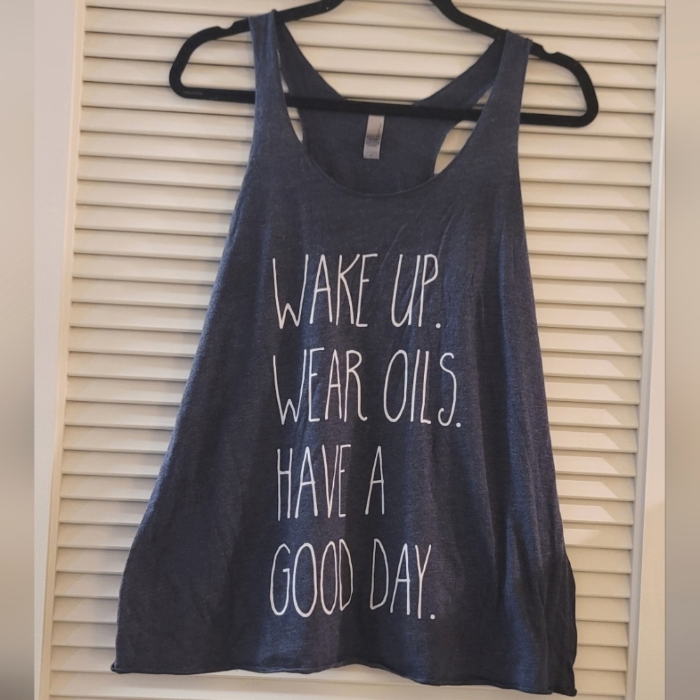 Next Leve l- Grey & White Graphic Racerback Top